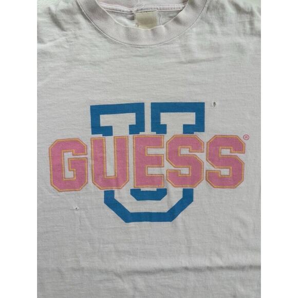 Vintage 90s Guess U Single Stitch Pink T-Shirt XL 24 x 31 - Picture 2 of 6